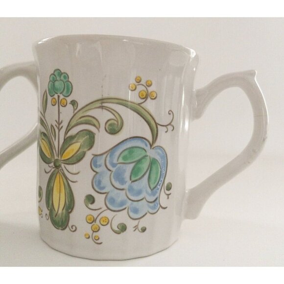 Set Of 2 Vintage Floral Ceramic Mugs With Handle Retro Bright 70s - Picture 12 of 12